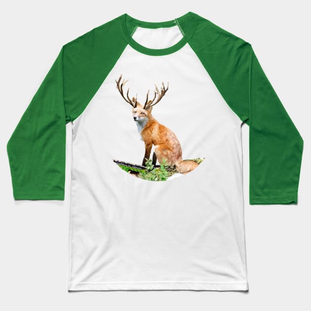 Forest Fox Baseball T-Shirt by CindersRose